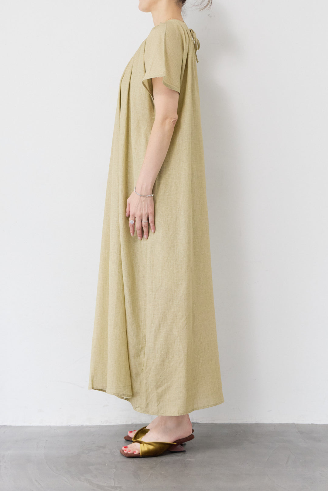 麻混ドルマンワンピース インナー付き