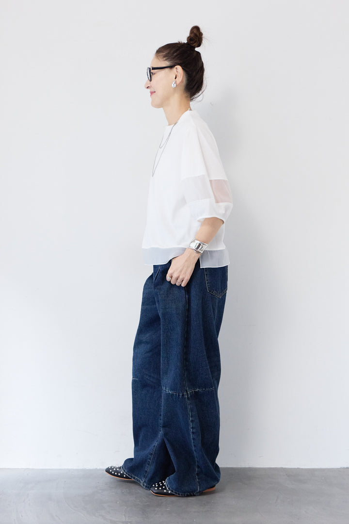 オーガンジー切替パフスリーブ