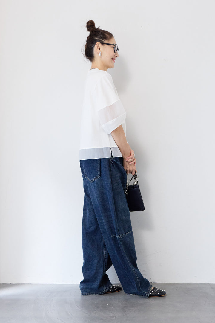 オーガンジー切替パフスリーブ
