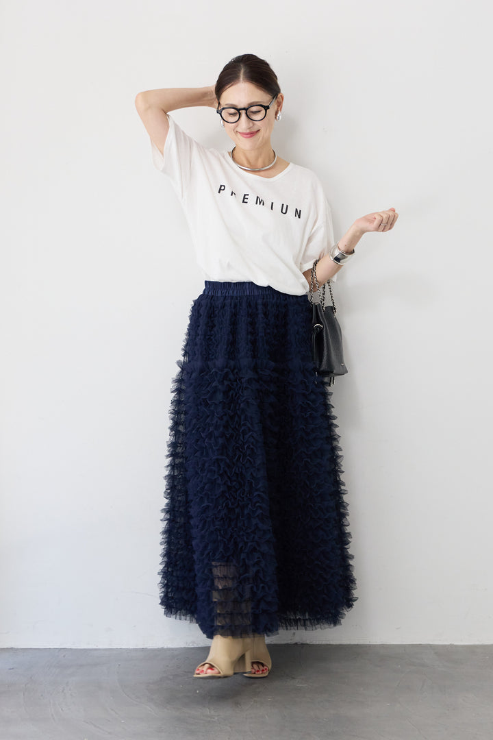バックVネック ロゴTシャツ