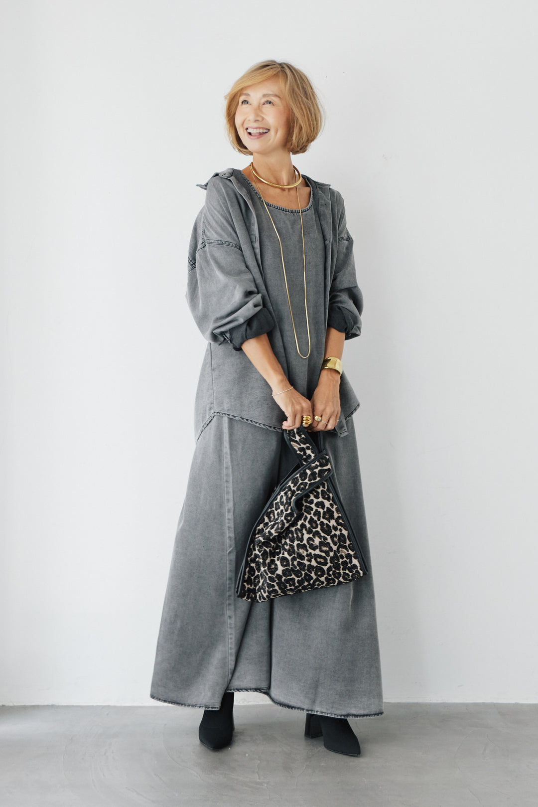 【2set】リラクシー ノースリーブワンピース＆シャツ
