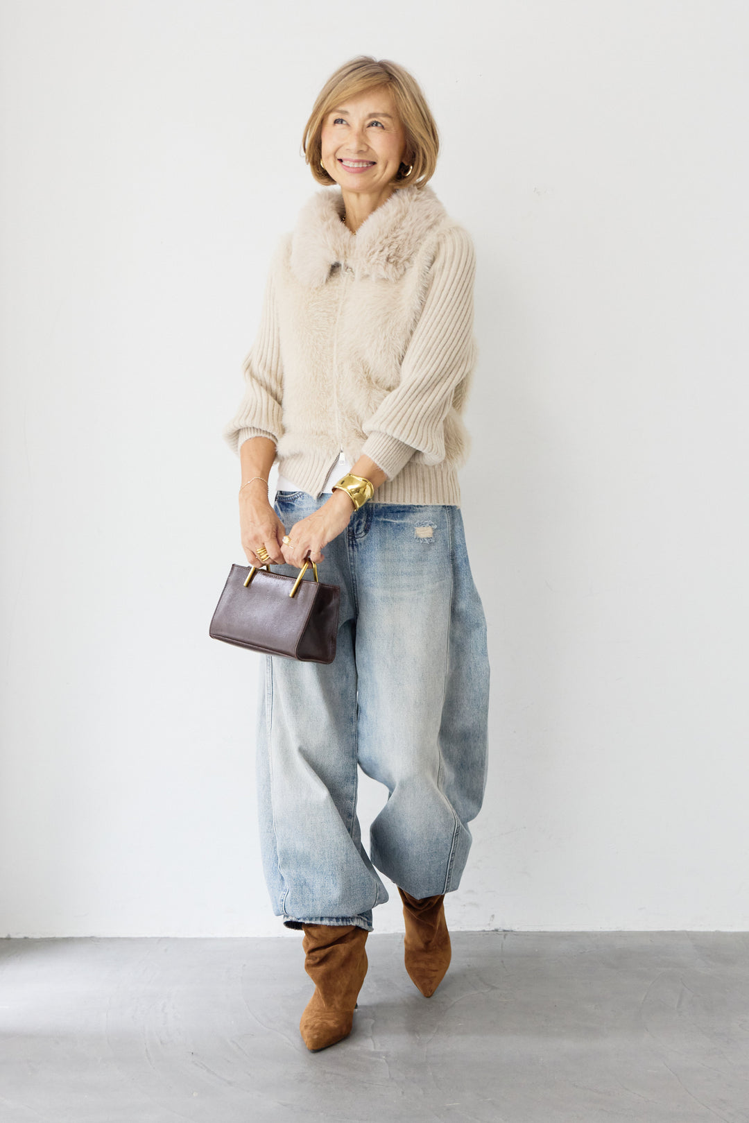 ドッキングファー リブニットブルゾン