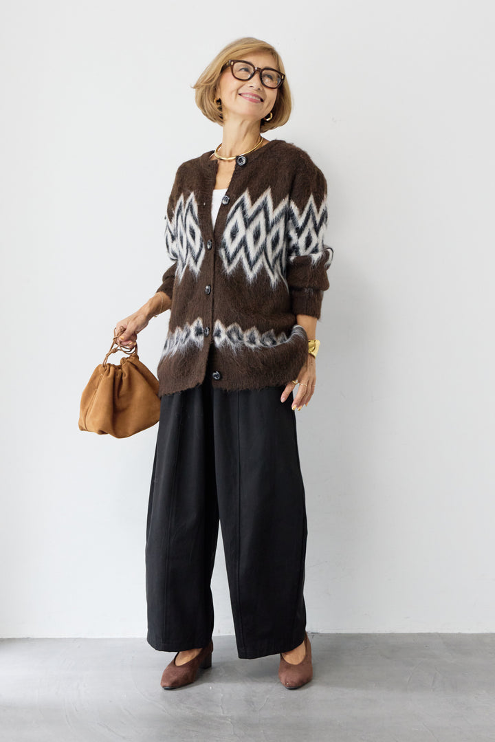 ノルディック柄シャギーカーディガン