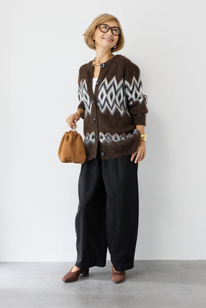 ノルディック柄シャギーカーディガン