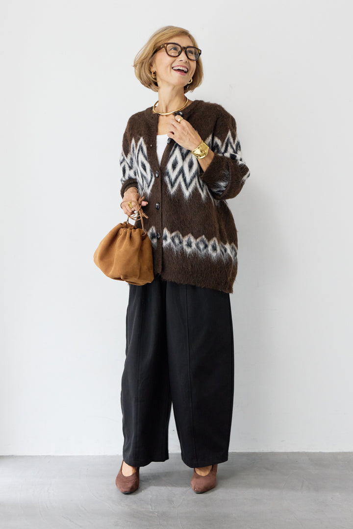 ノルディック柄シャギーカーディガン