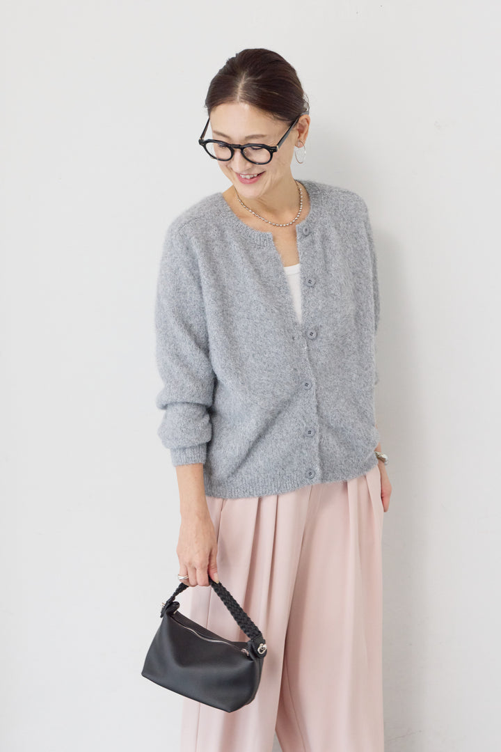 シャギークルーネックカーディガン