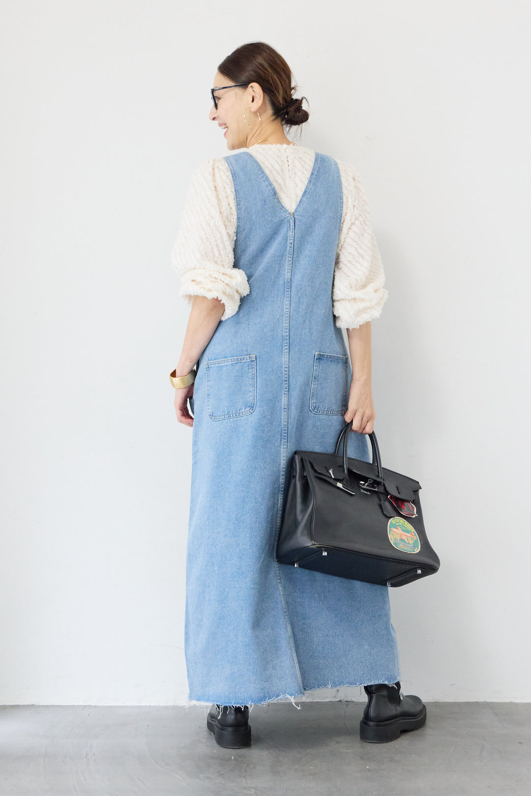 カットオフワイドデニムサロペット