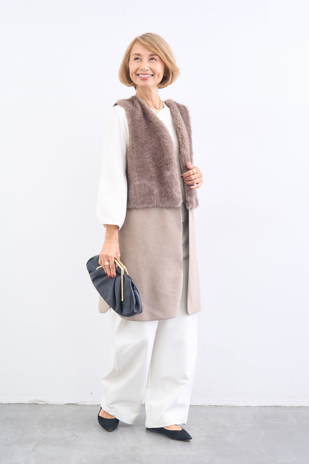 [SET]エコファー切替 ロングジレ+コットンツイル コクーンパンツ(2set)