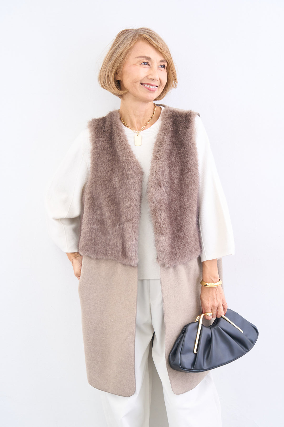 [SET]エコファー切替 ロングジレ+コットンツイル コクーンパンツ(2set)