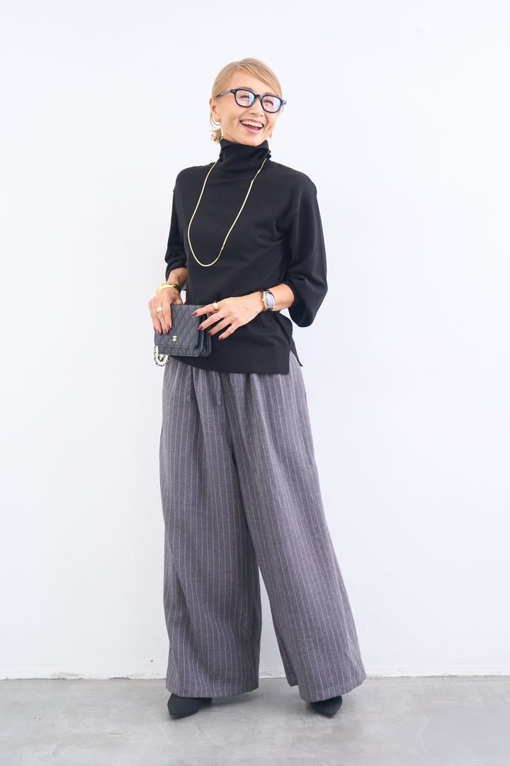 洗えるシルク30%ハイネックニット