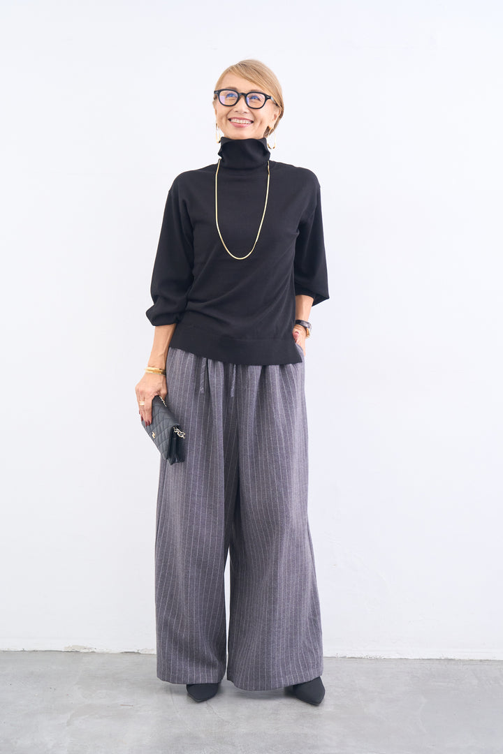 洗えるシルク30%ハイネックニット