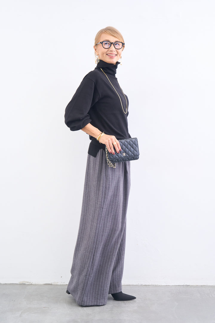 洗えるシルク30%ハイネックニット