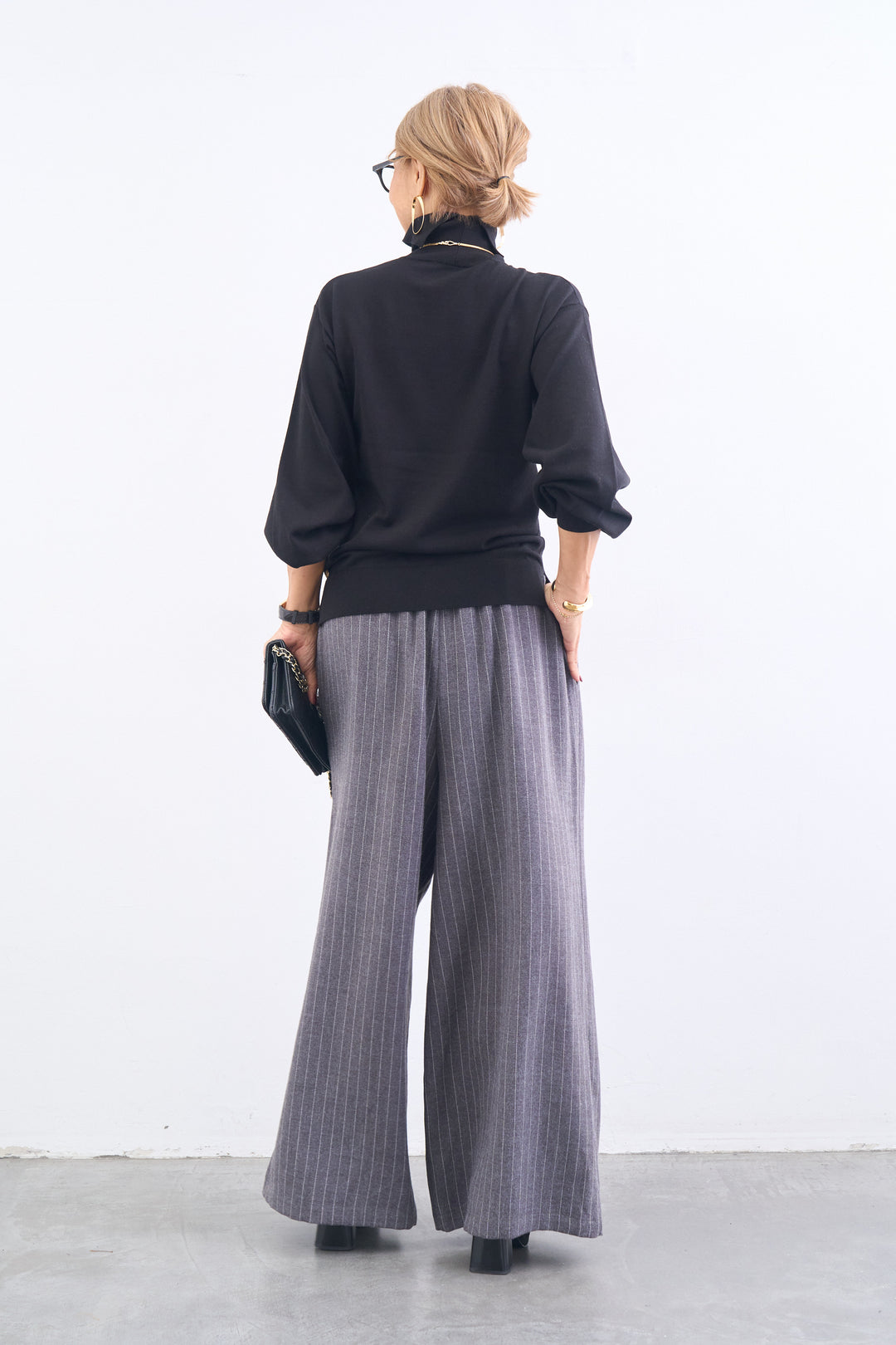 洗えるシルク30%ハイネックニット