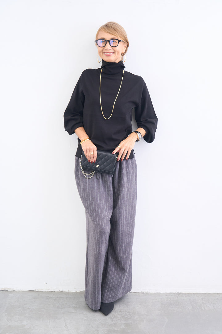 洗えるシルク30%ハイネックニット