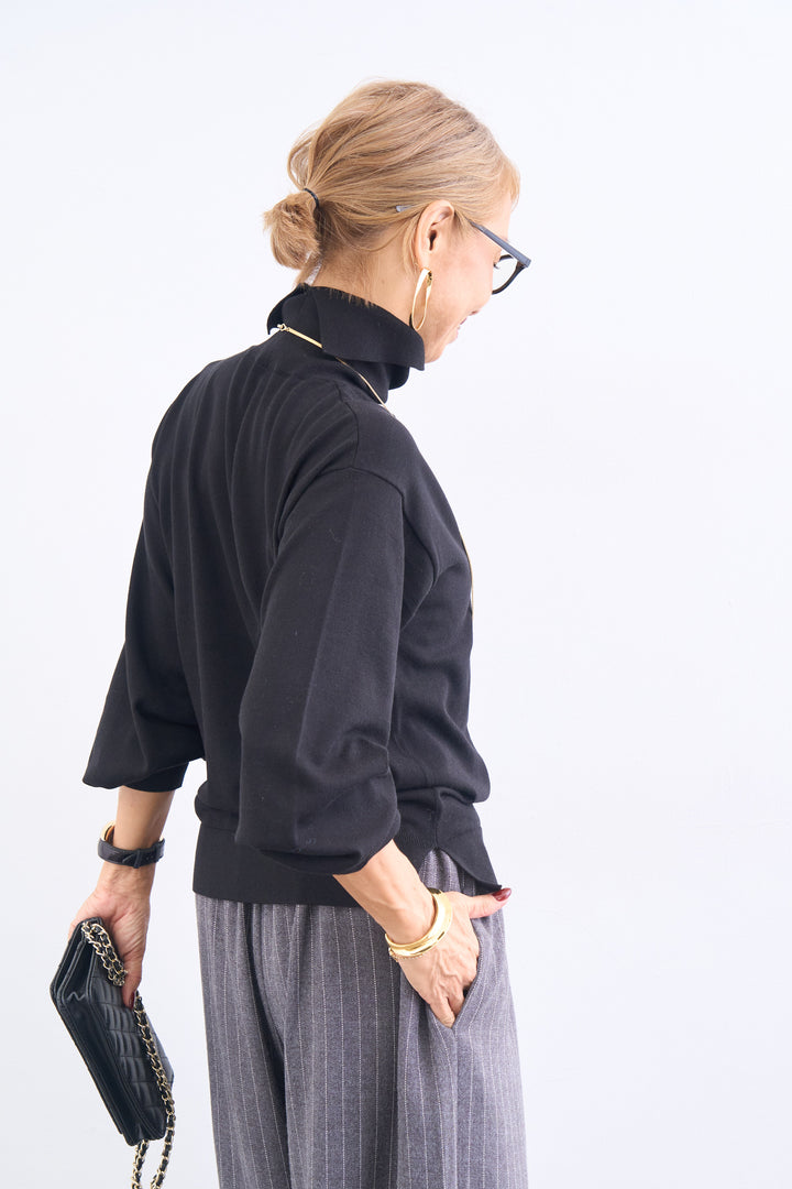 洗えるシルク30%ハイネックニット