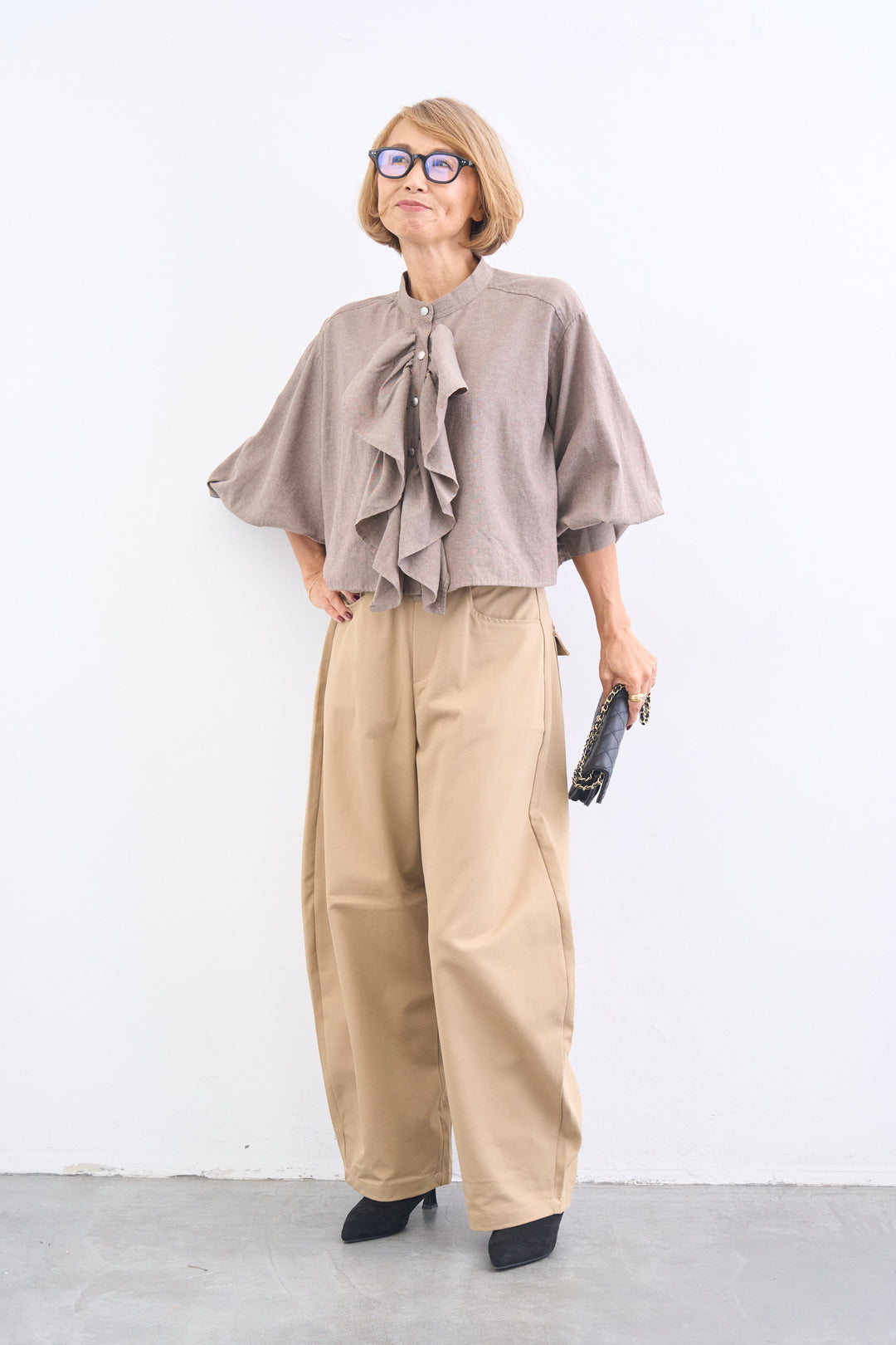 [2枚SET] フロントラッフルブラウス 2SET