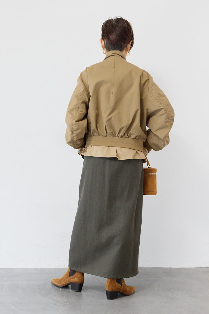 スタンドカラーシャツレイヤード風ブルゾン