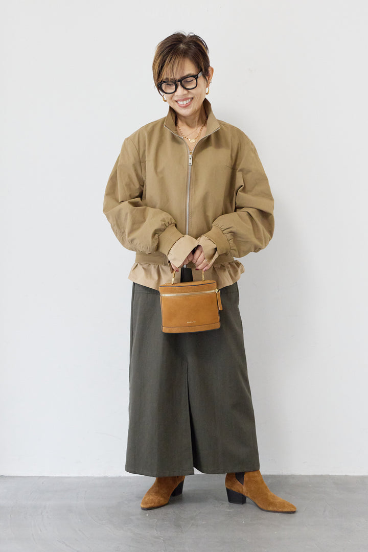 スタンドカラーシャツレイヤード風ブルゾン