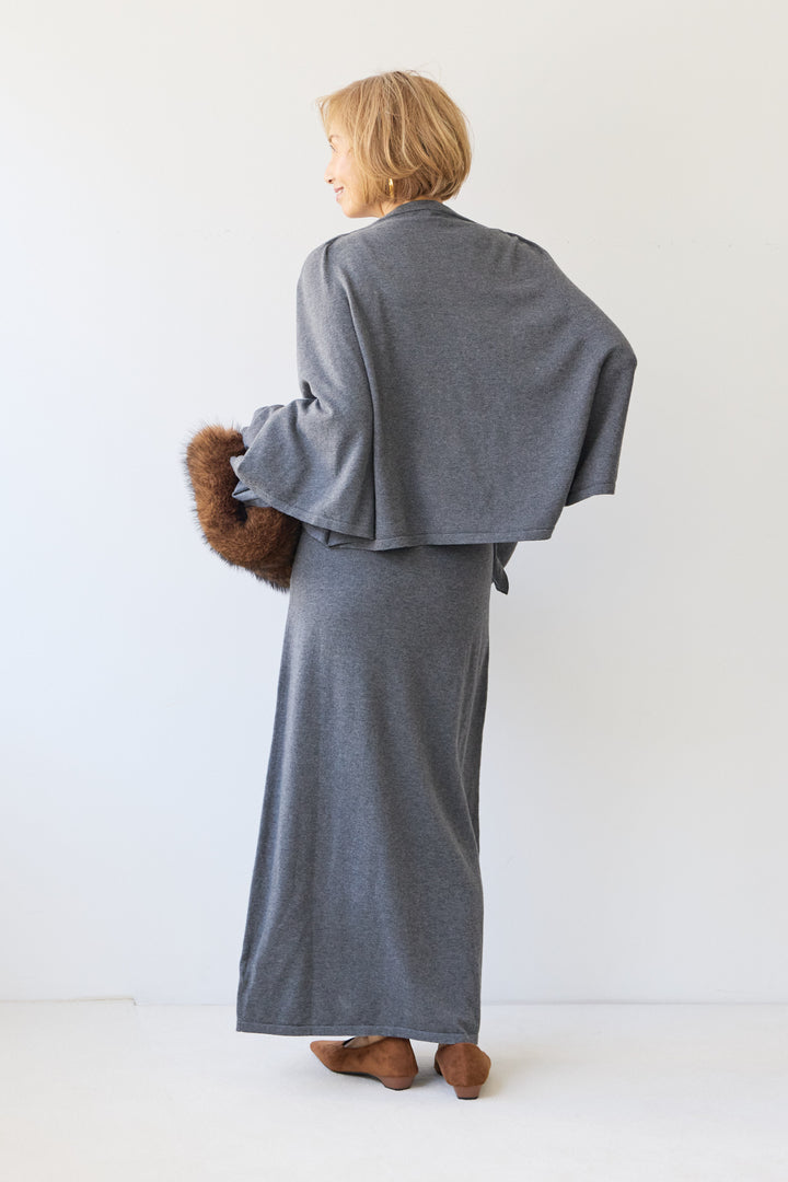 ケープボレロ×ニットロングワンピースセット