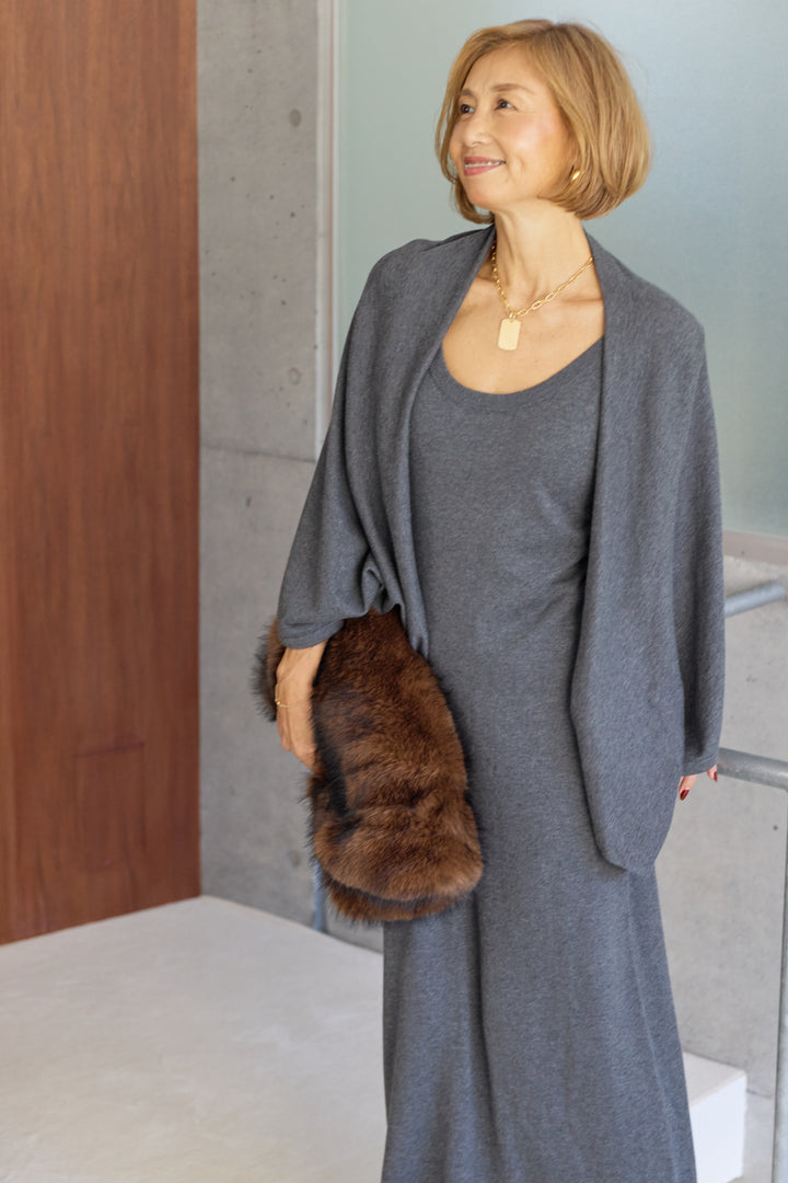 ケープボレロ×ニットロングワンピースセット