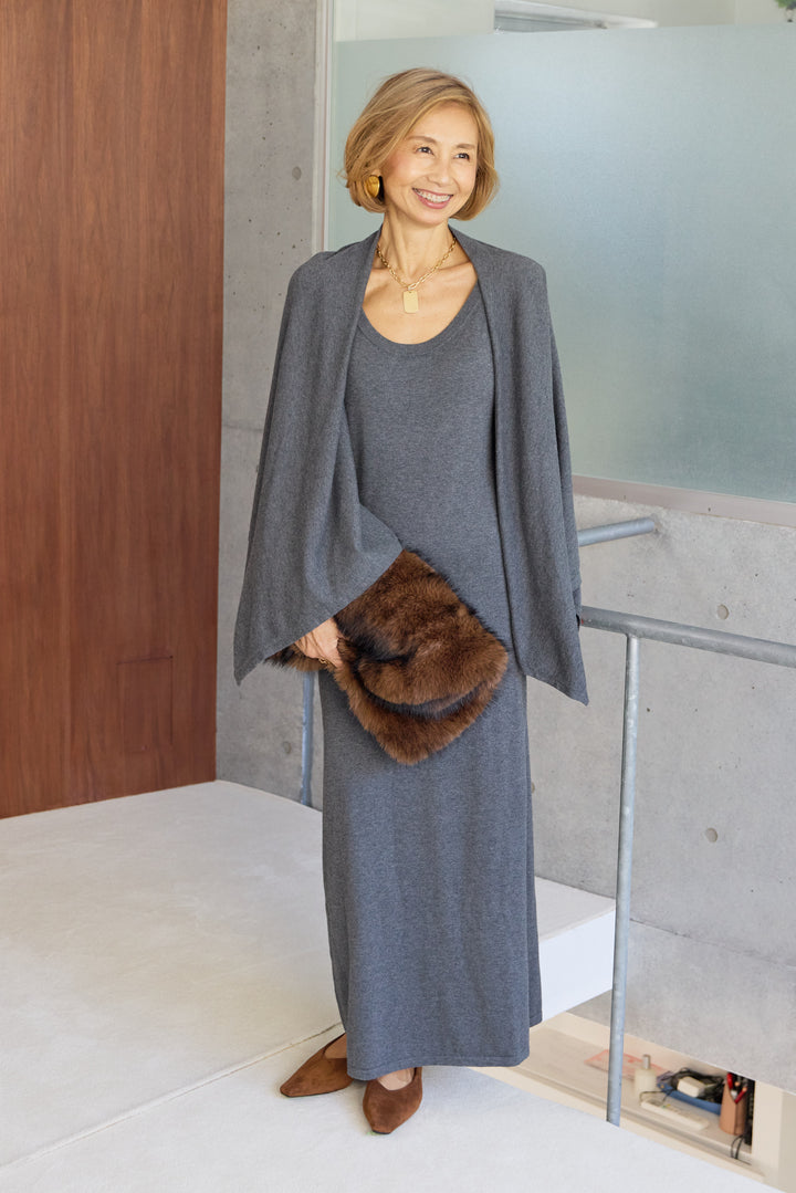 ケープボレロ×ニットロングワンピースセット