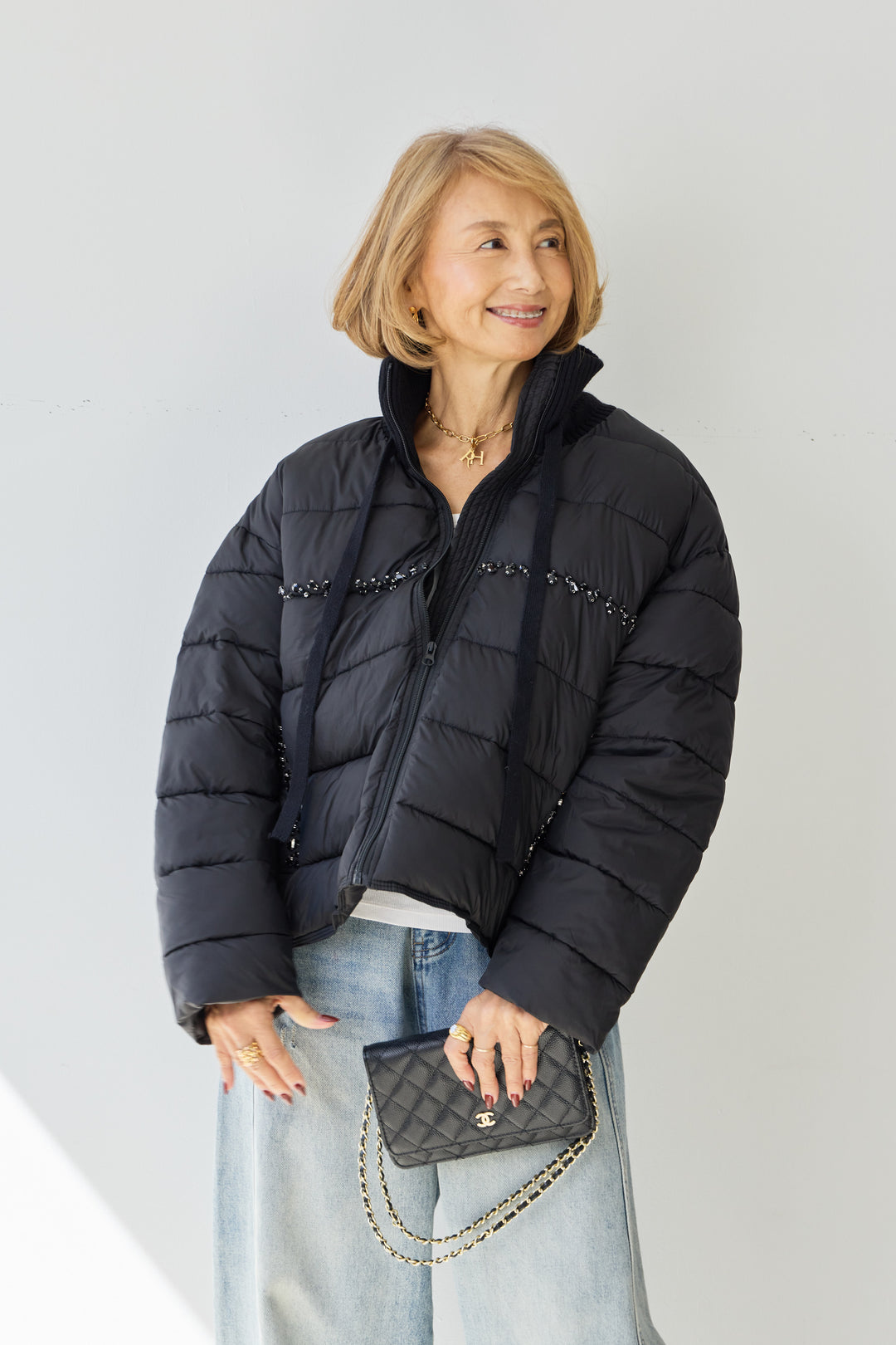 ビジューライン中綿ジャケット