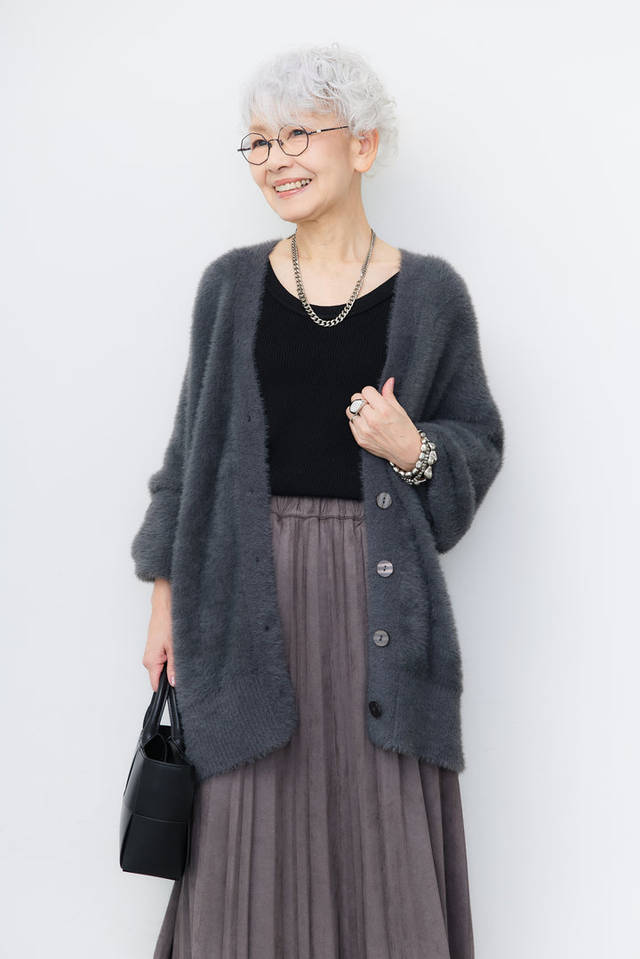 フェザーミドル丈カーディガン