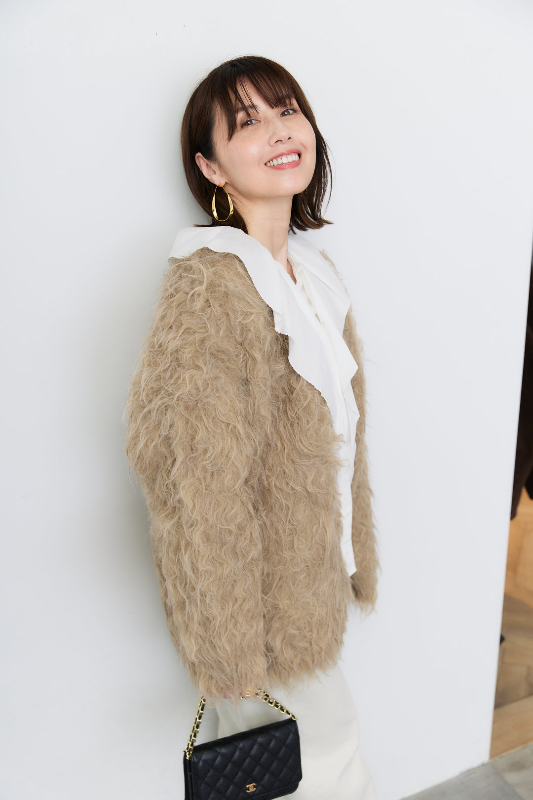 ミドル丈シャギーカーディガン