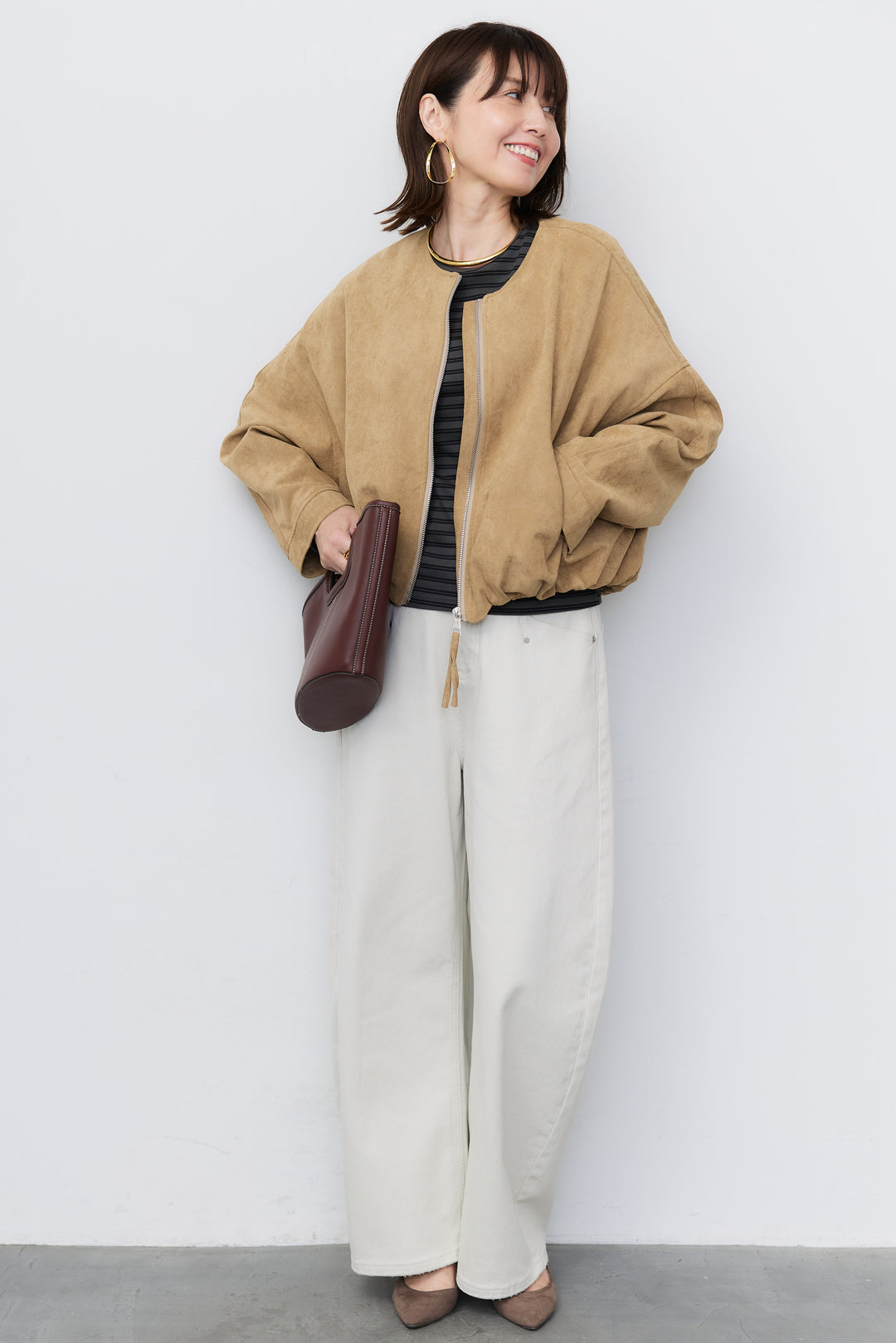 スエードタッチ バルーンヘムブルゾン
