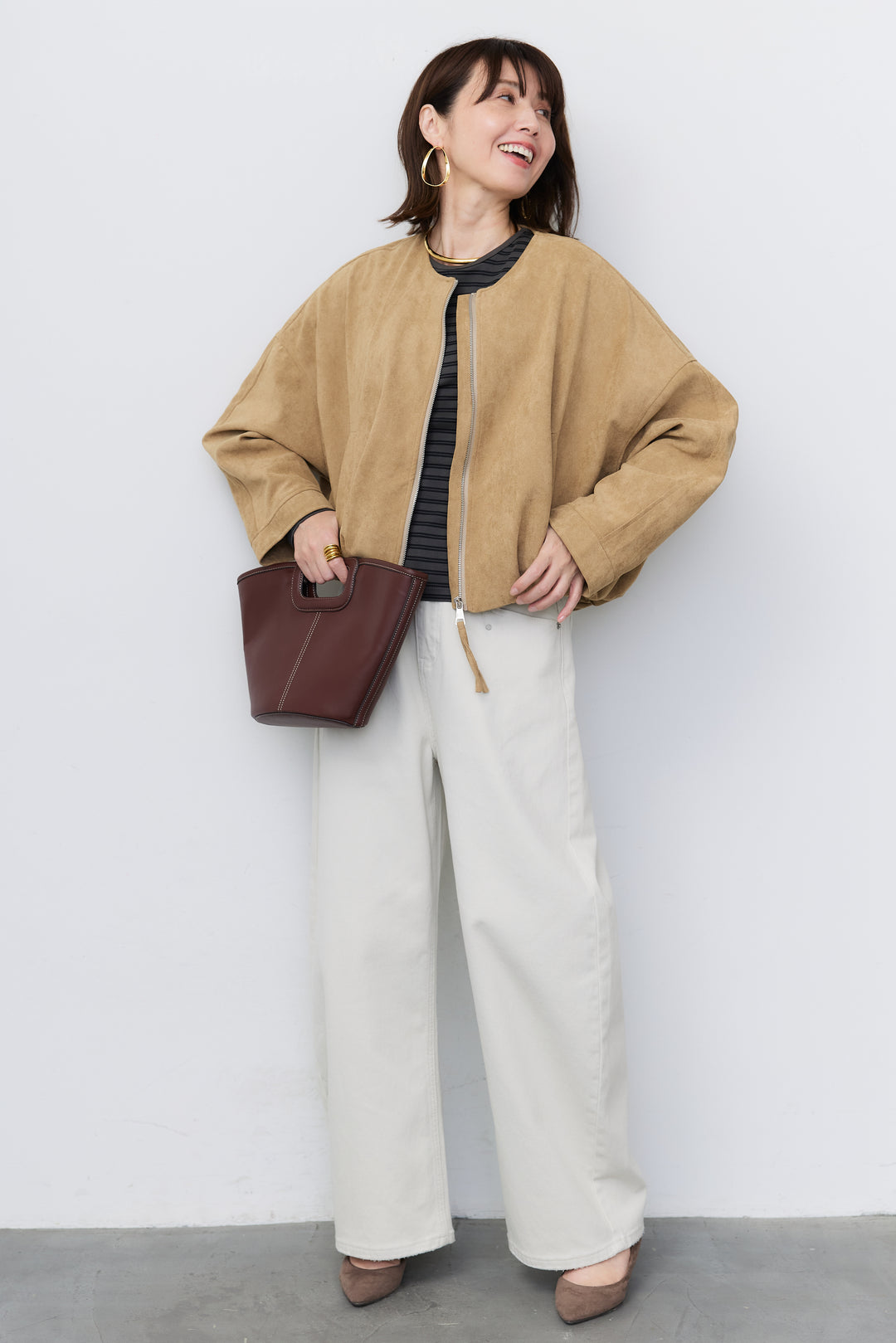スエードタッチ バルーンヘムブルゾン