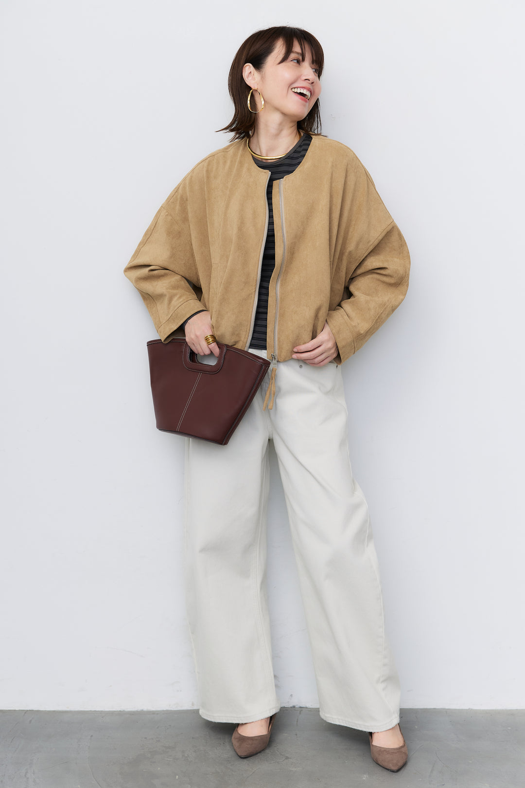 スエードタッチ バルーンヘムブルゾン