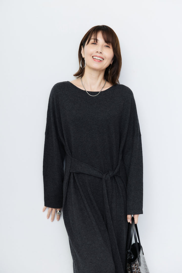 ウエストマーク ニットロングワンピース