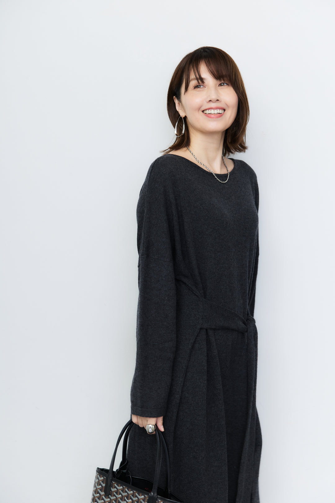 ウエストマーク ニットロングワンピース