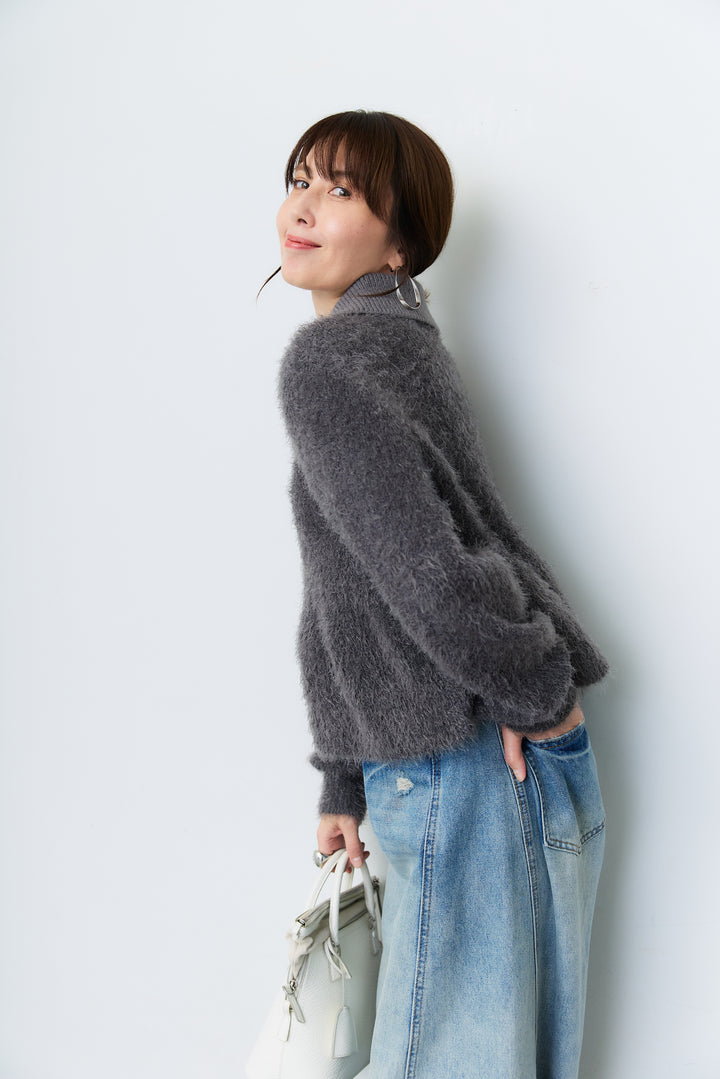 [SET]シャギーフレア ポロニットプルオーバー+ダメージコクーンパンツ(2set)