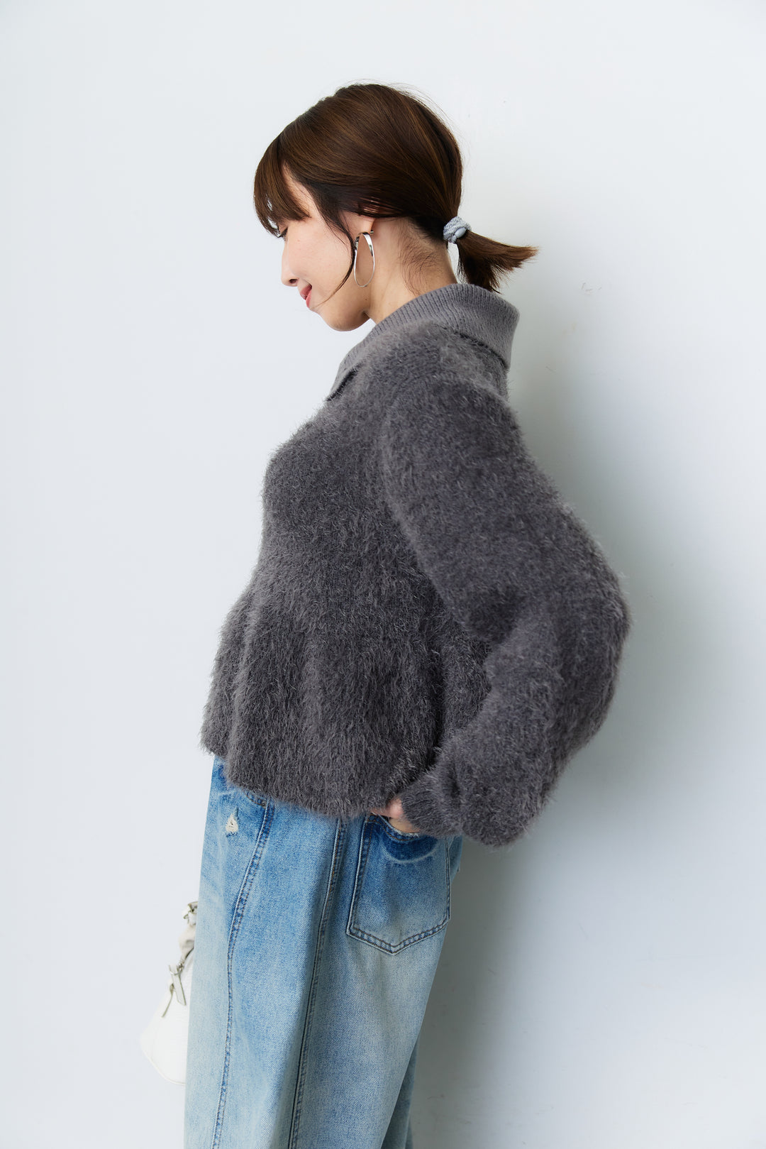 [SET]シャギーフレア ポロニットプルオーバー+ダメージコクーンパンツ(2set)