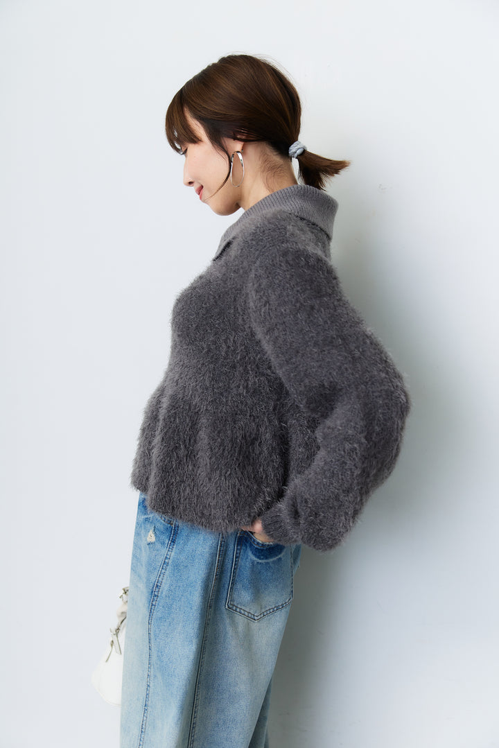 [SET]シャギーフレア ポロニットプルオーバー+ダメージコクーンパンツ(2set)