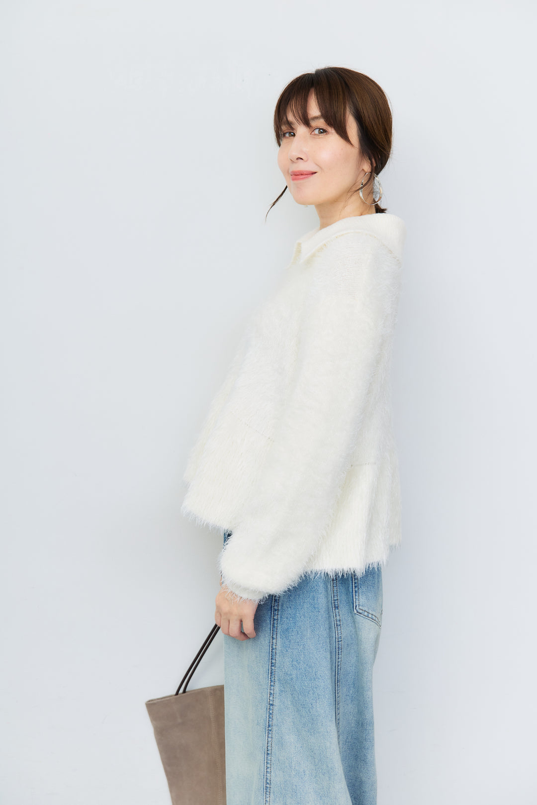 [SET]シャギーフレア ポロニットプルオーバー+ダメージコクーンパンツ(2set)