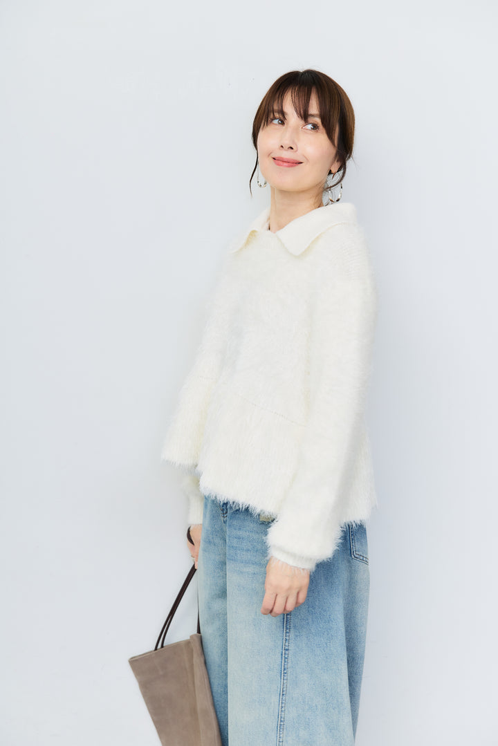 [SET]シャギーフレア ポロニットプルオーバー+ダメージコクーンパンツ(2set)