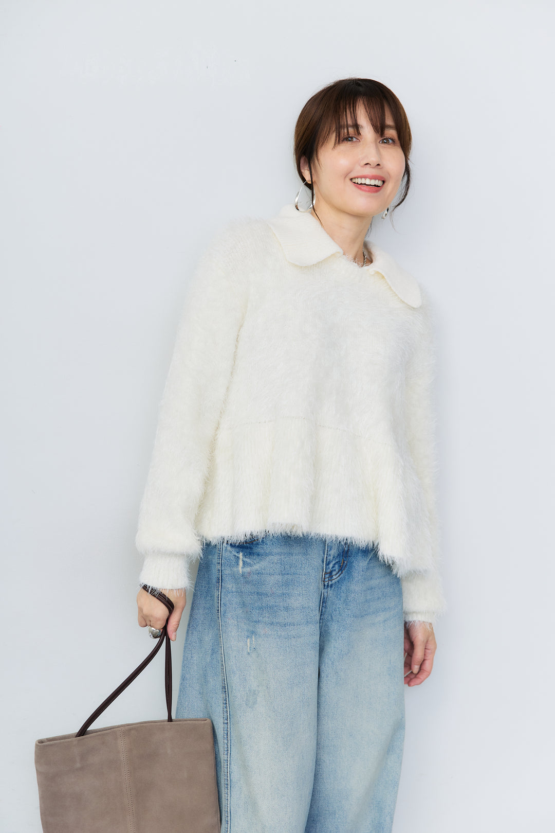 [SET]シャギーフレア ポロニットプルオーバー+ダメージコクーンパンツ(2set)