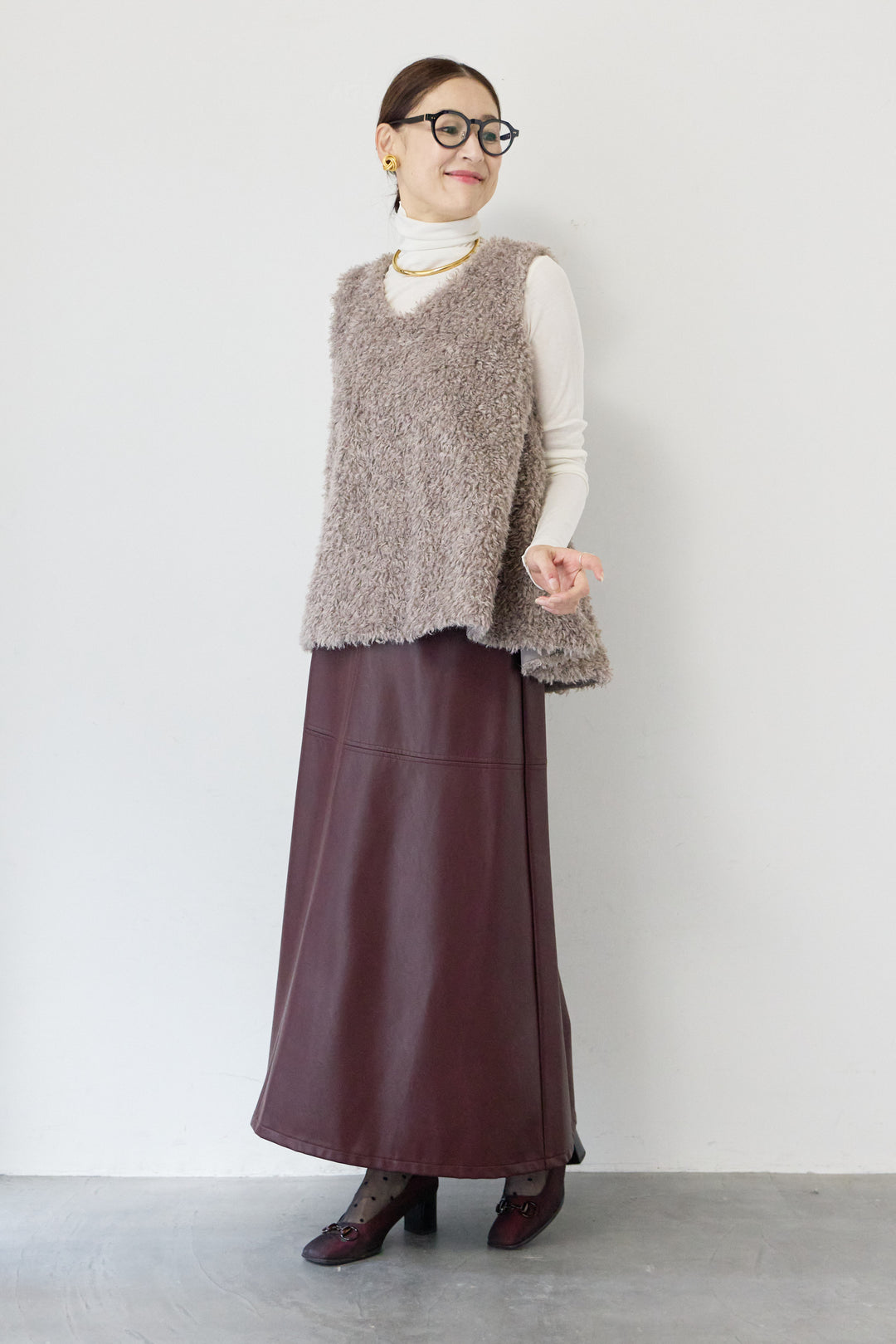 [SET]プードルファーAラインベスト+フライスシームレスタートル(2set)
