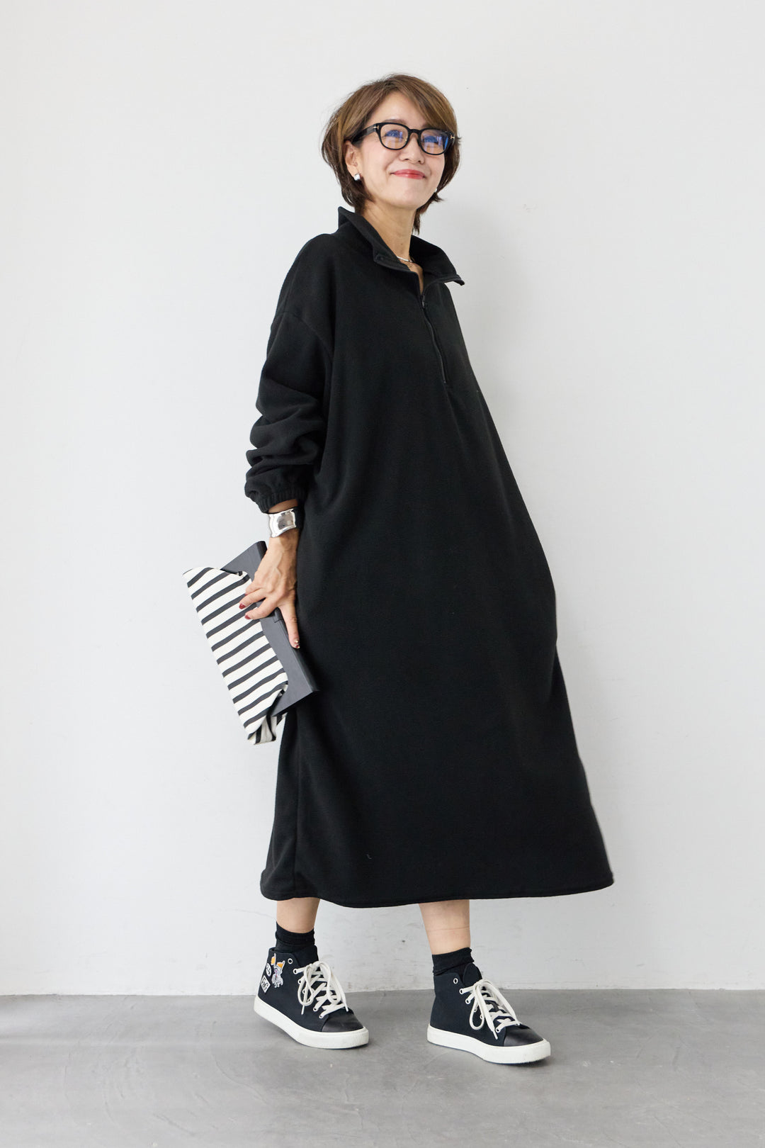 ふわもこフロントZIPフリースワンピース