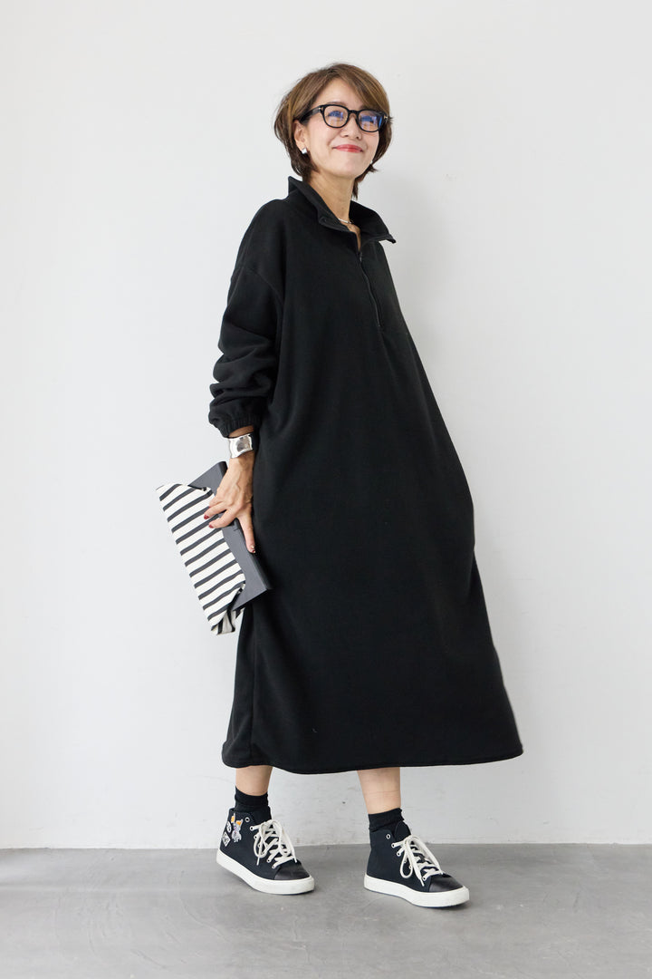 ふわもこフロントZIPフリースワンピース