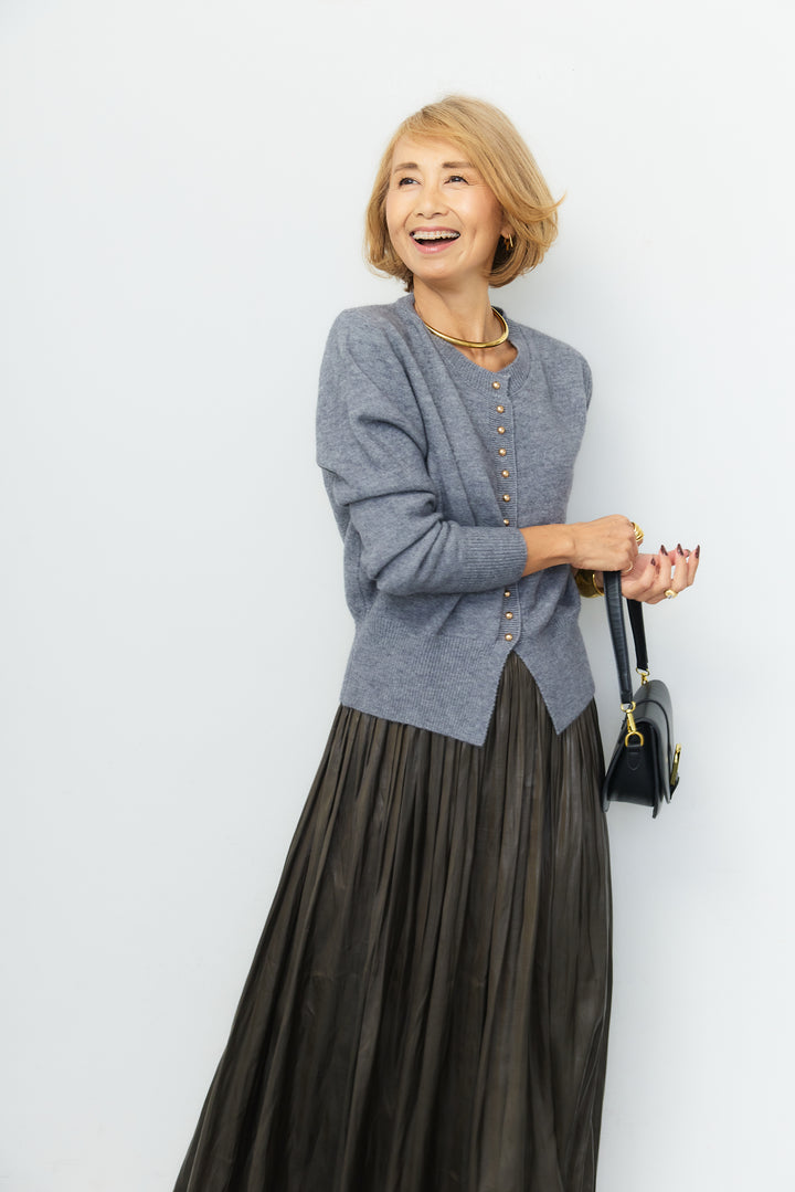 シャイニープリーツ ロングフレアスカート