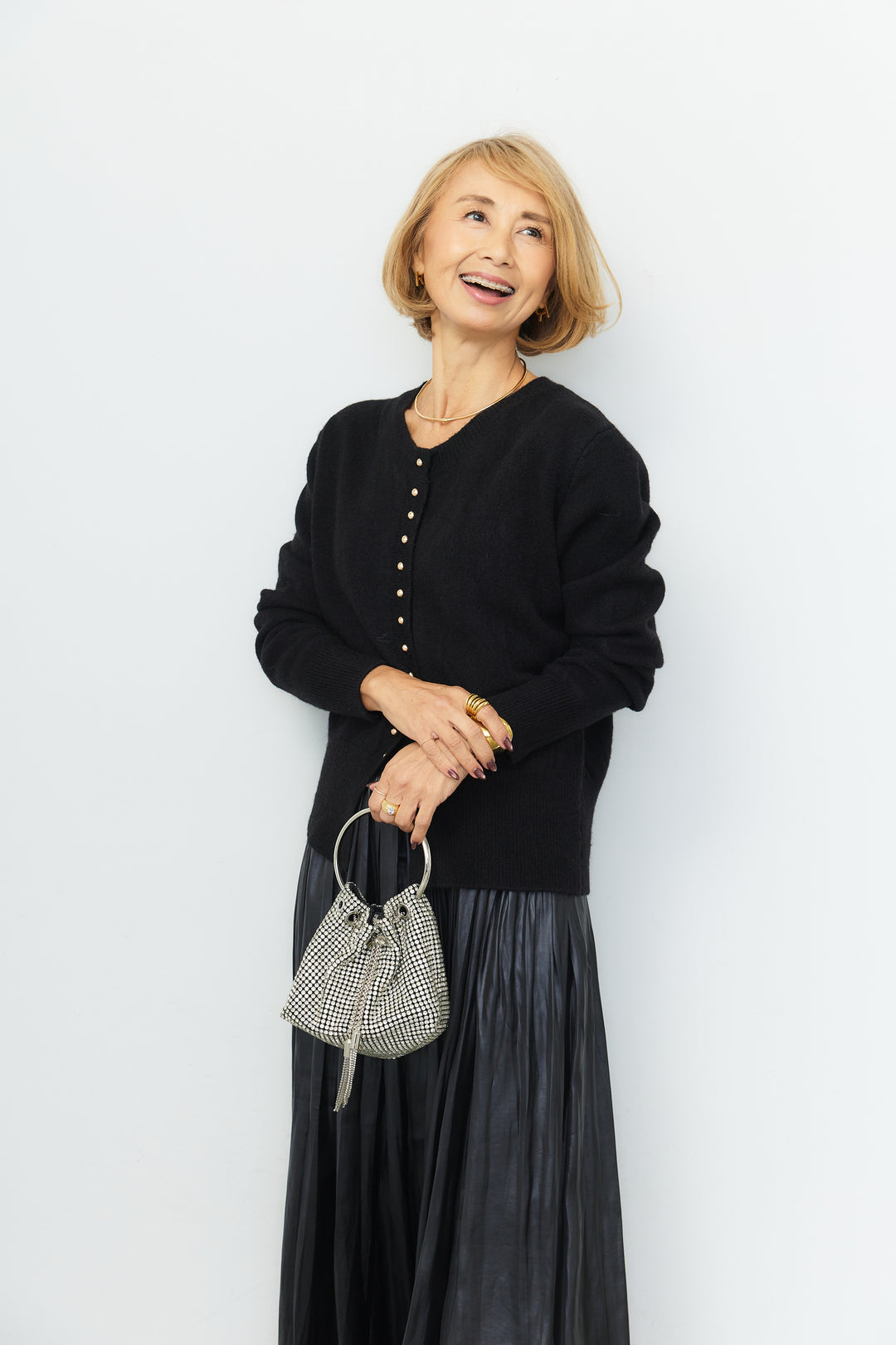 シャイニープリーツ ロングフレアスカート
