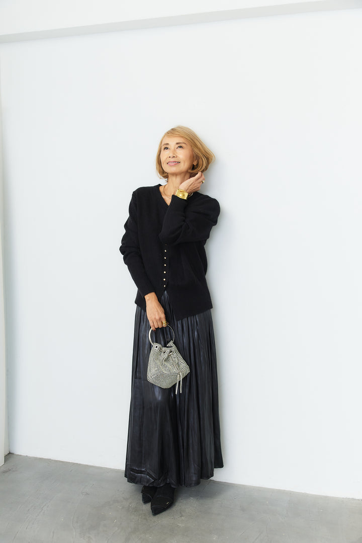 シャイニープリーツ ロングフレアスカート