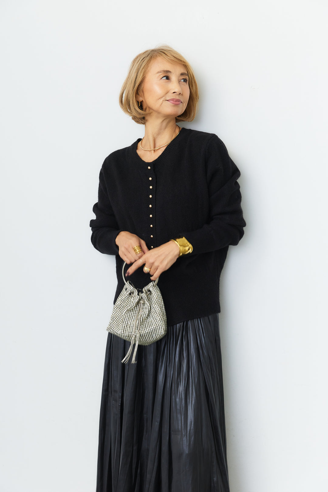 シャイニープリーツ ロングフレアスカート
