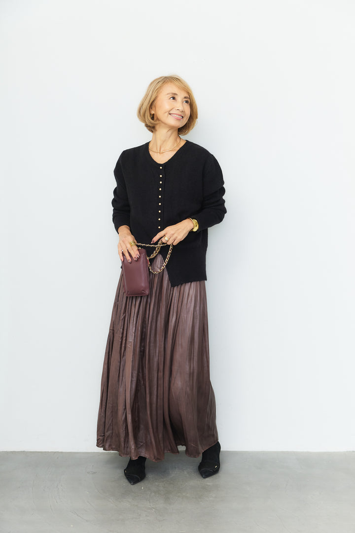 シャイニープリーツ ロングフレアスカート