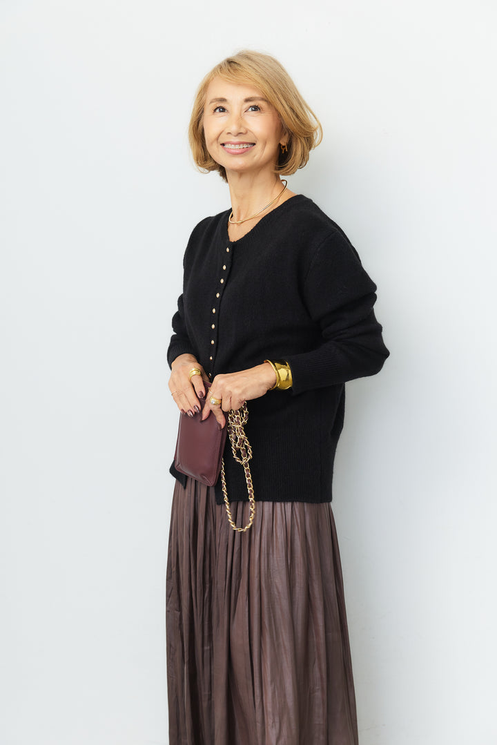 シャイニープリーツ ロングフレアスカート