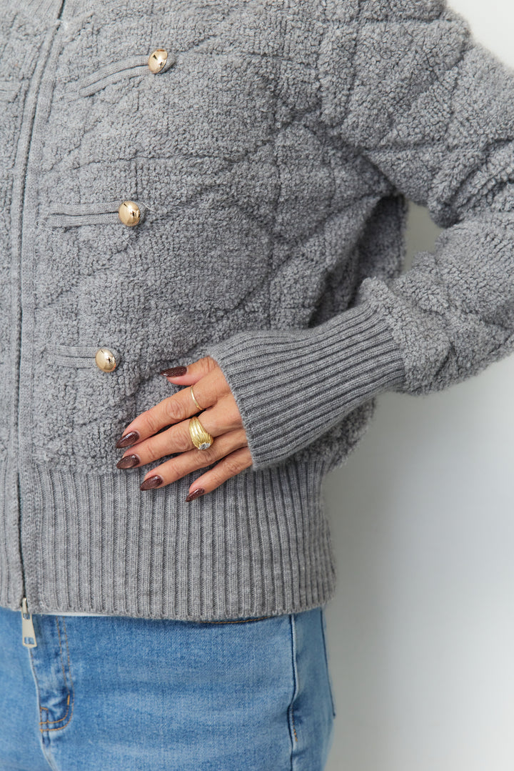 ダブルジップニットナポレオンブルゾン