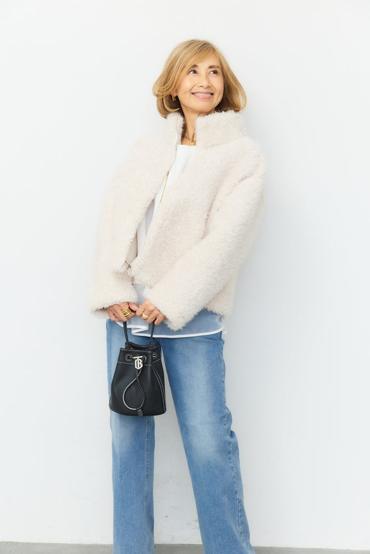 スタンドカラージップボアブルゾン